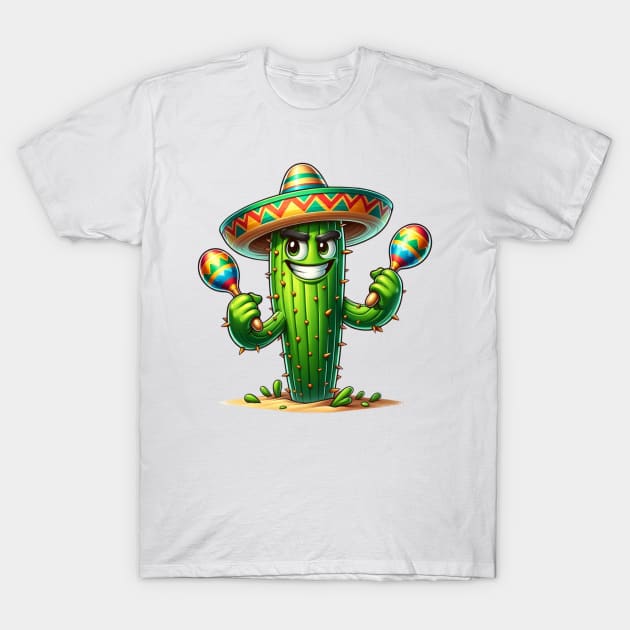 Fiesta Cactus - The Desert's Rhythmic Soul T-Shirt by vk09design